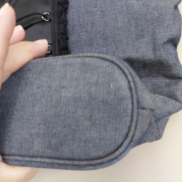 Victorias Secret Denim Corset Lace Up Tote curved shoulder Bag - Picture 5 of 7